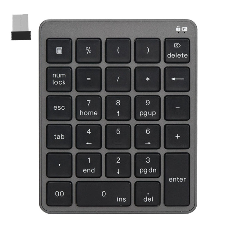 KN-980 28 Keys Portable Wireless Digital Quiet Keypad Computer External Digital Password Keypad(Gray)