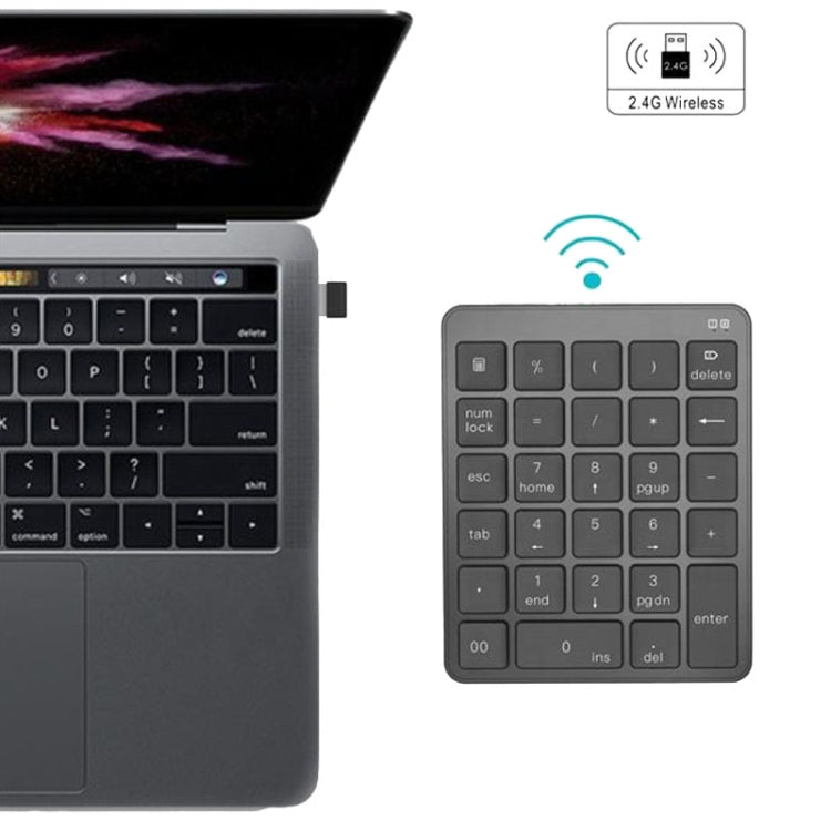 KN-980 28 Keys Portable Wireless Digital Quiet Keypad Computer External Digital Password Keypad(Gray)