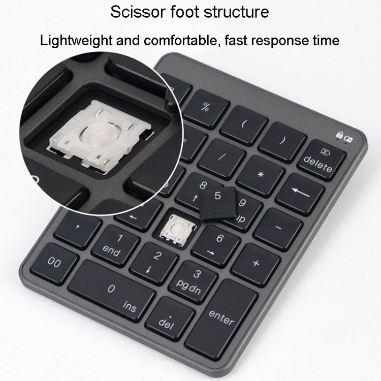 KN-980 28 Keys Portable Wireless Digital Quiet Keypad Computer External Digital Password Keypad(Gray)