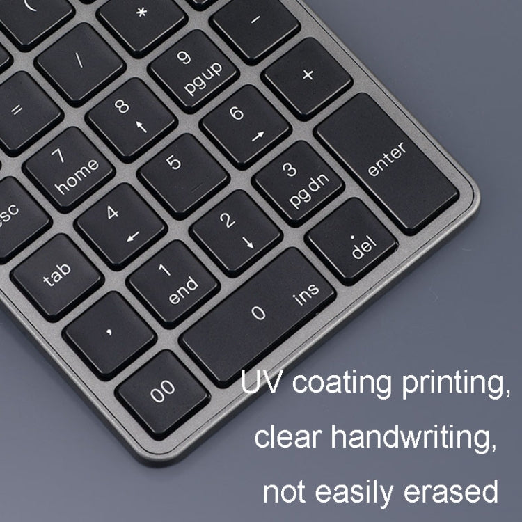 KN-980 28 Keys Portable Wireless Digital Quiet Keypad Computer External Digital Password Keypad(Gray)