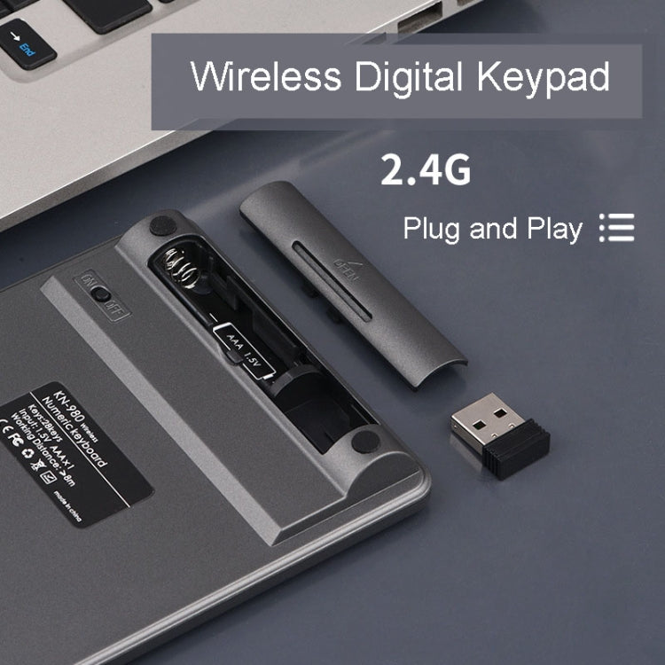 KN-980 28 Keys Portable Wireless Digital Quiet Keypad Computer External Digital Password Keypad(Gray)