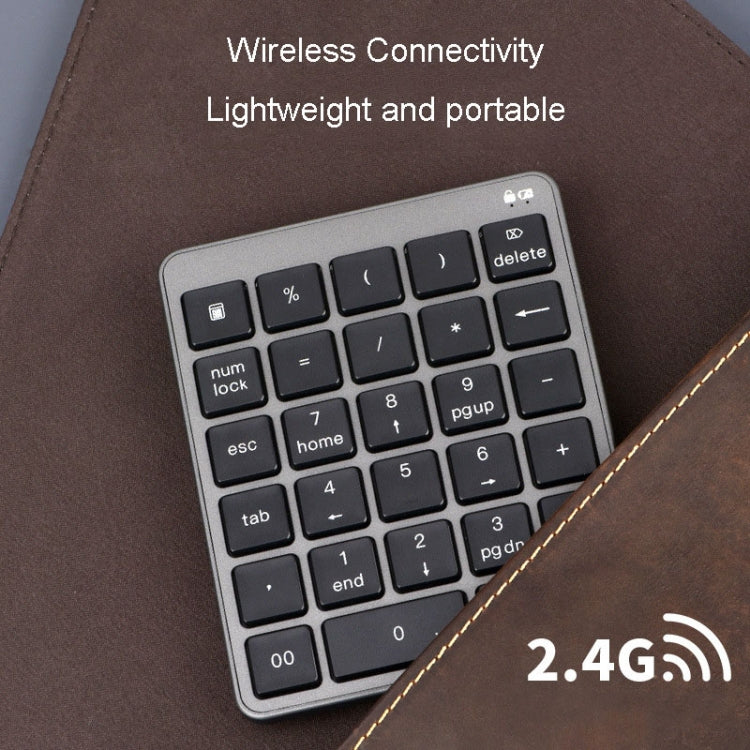 KN-980 28 Keys Portable Wireless Digital Quiet Keypad Computer External Digital Password Keypad(Gray)