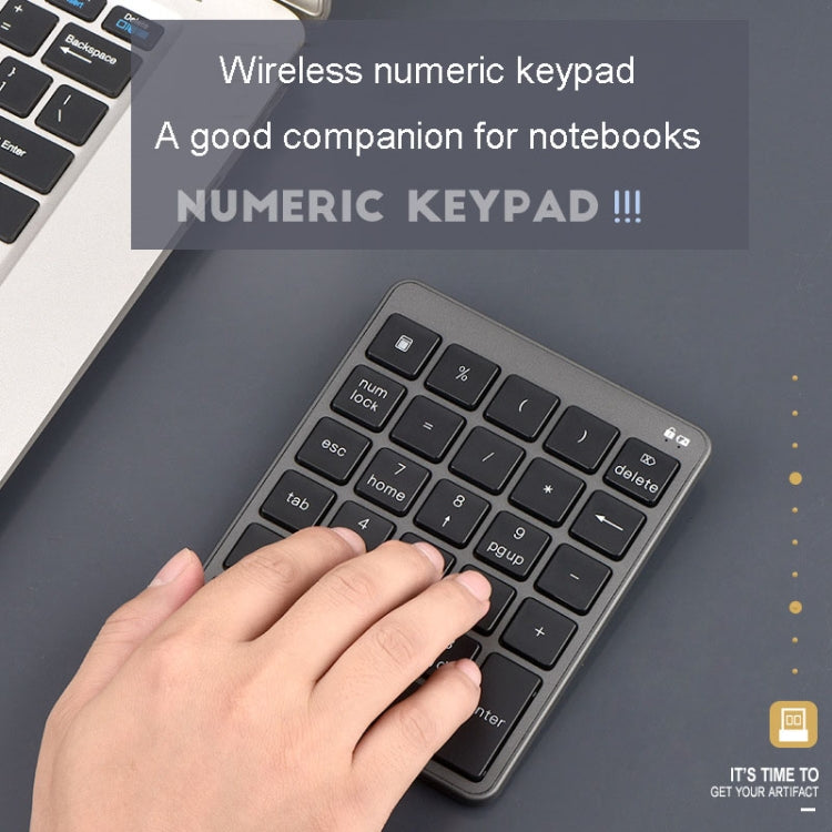 KN-980 28 Keys Portable Wireless Digital Quiet Keypad Computer External Digital Password Keypad(Gray)