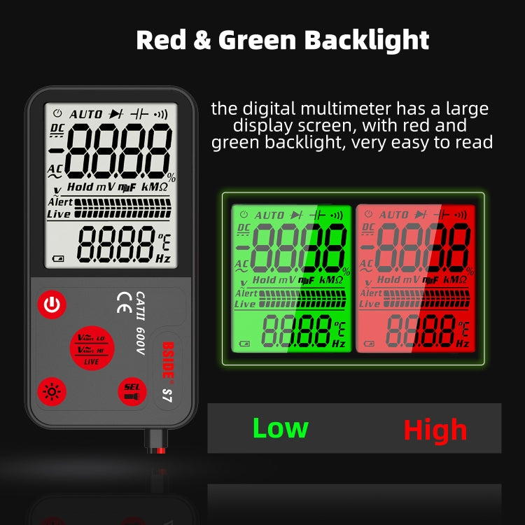 BSIDE ADMS7 Smart Thin Digital Multimeter Counts DC AC Voltmeter, Model: Charging Model With Tool Package
