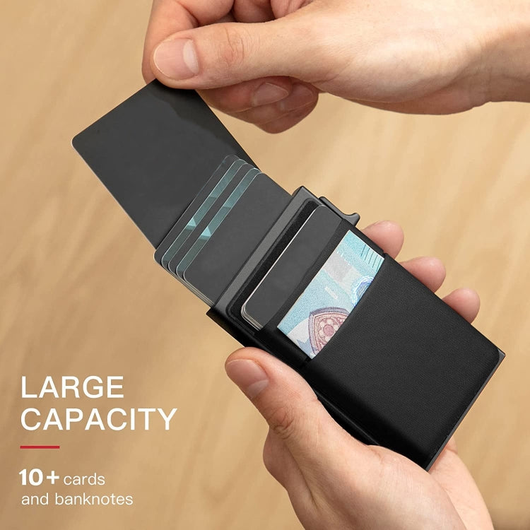Slim Metal Wallet Pop Up Credit Card Holder RFID Blocking Men Business Card Clip(Silver)