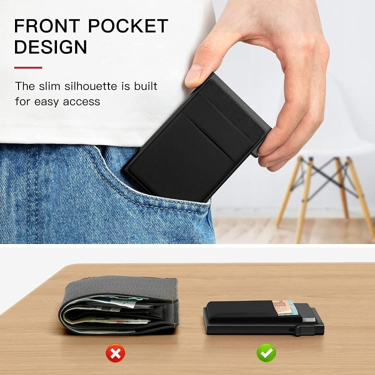 Slim Metal Wallet Pop Up Credit Card Holder RFID Blocking Men Business Card Clip(Silver)
