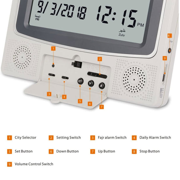 Desktop Digital Perpetual Calendar Study Alarm Clock(Gold)