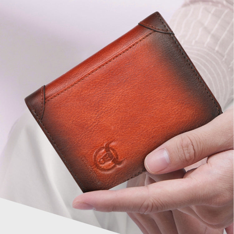 Bull Captain Men Wallet First-layer Cowhide Coin Clip RFID Retro Vertical ID Holder(Brown)