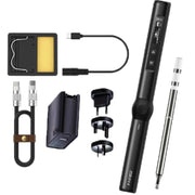 FNIRSI 9pcs/ Set Mini Soldering Station Digital Display Constant Temperature Smart Soldering Iron, Color: Black BC2 with Power Supply
