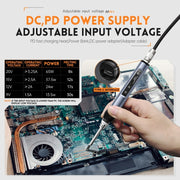 FNIRSI 14pcs/ Set Mini Soldering Station Digital Display Constant Temperature Smart Soldering Iron, Color: Black 6 Head With Power Supply