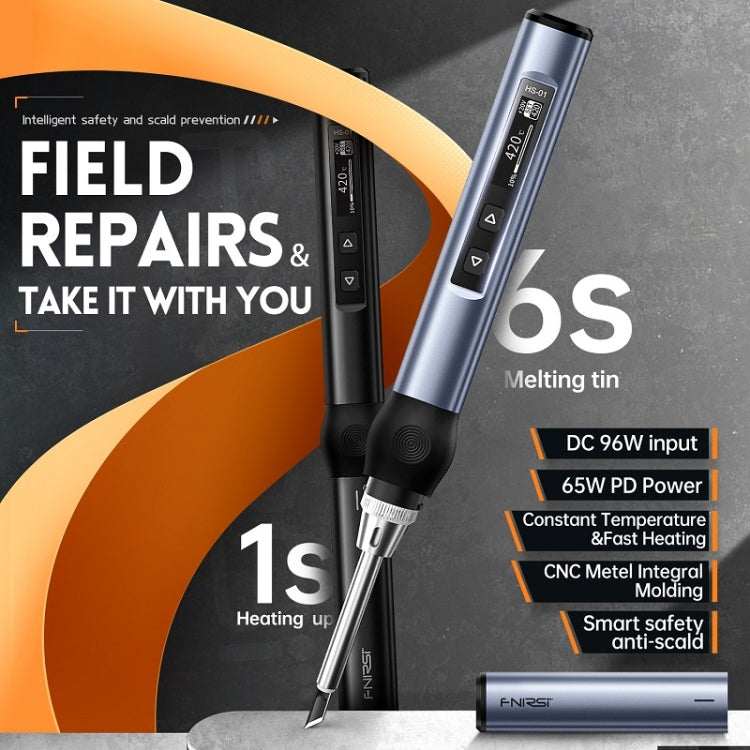 FNIRSI 9pcs/ Set Mini Soldering Station Digital Display Constant Temperature Smart Soldering Iron, Color: Black BC2 with Power Supply
