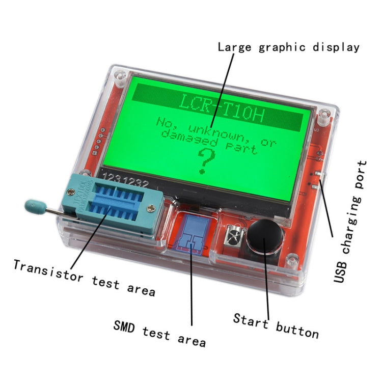 LCR-T10H Transistor Tester TFT Display For Diode Triode Capacitor Resistor Test, Spec: Built Lithium Battery