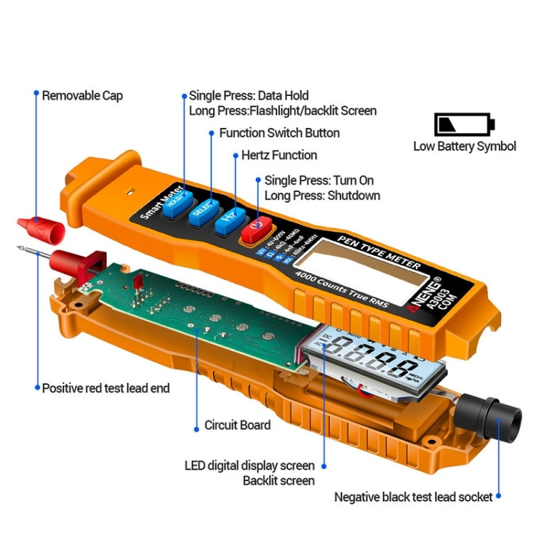 ANENG A3003 Multi-Function Pen-Type High-Precision Smart Multimeter(Black)