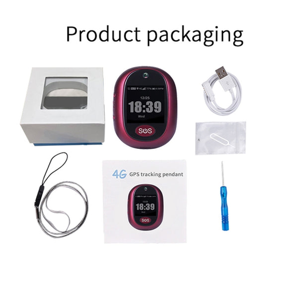 REACHFAR RF-V45-A Mini Touch Screen GPS Smart Tracker Pendant, Support SOS / Camera / Health Management / Video Calling / 4G LTE, For Asia/Europe/Africa / Australia(Wine Red)