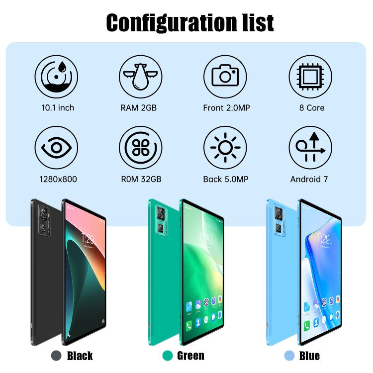20S Pro 3G Phone Call Tablet PC, 10.1 inch, 2GB+32GB, Android 7.0  MTK6735 Quad-core 1.3GHz, Support Dual SIM / WiFi / Bluetooth / GPS (Green)