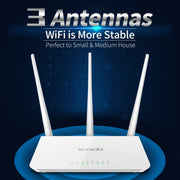 Tenda F3 Wireless 2.4GHz 300Mbps WiFi Router with 3*5dBi External Antennas(White)