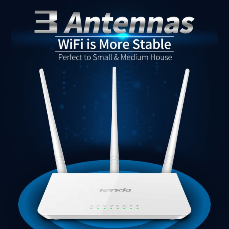 Tenda F3 Wireless 2.4GHz 300Mbps WiFi Router with 3*5dBi External Antennas(White)