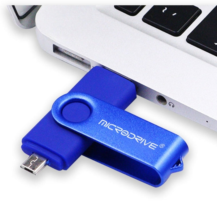 MicroDrive 64GB USB 2.0 Phone and Computer Dual-use Rotary OTG Metal U Disk (Blue)