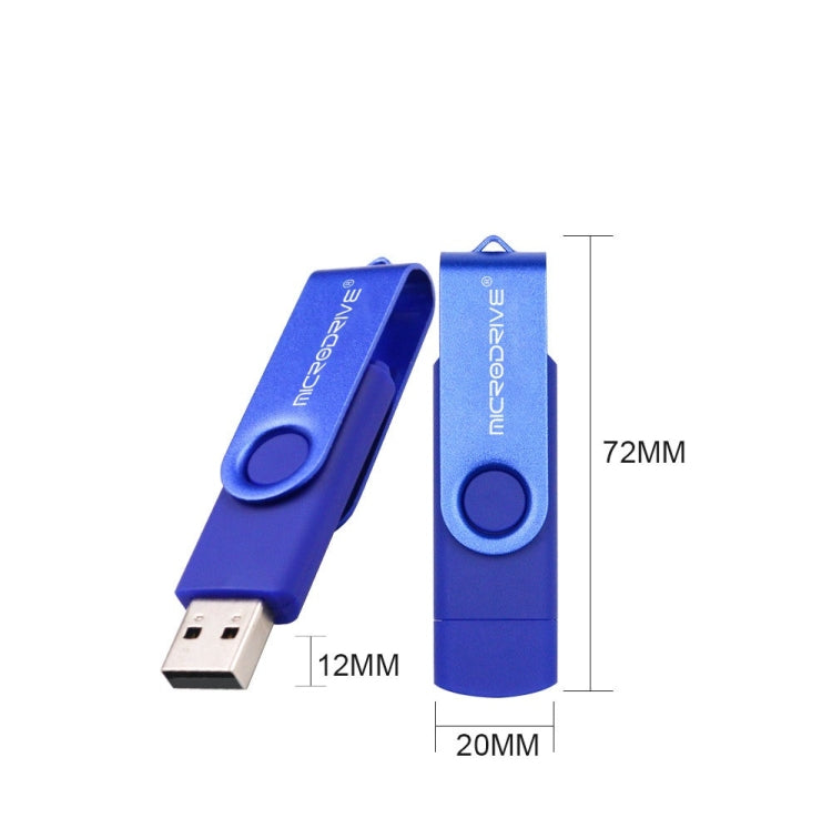 MicroDrive 64GB USB 2.0 Phone and Computer Dual-use Rotary OTG Metal U Disk (Blue)