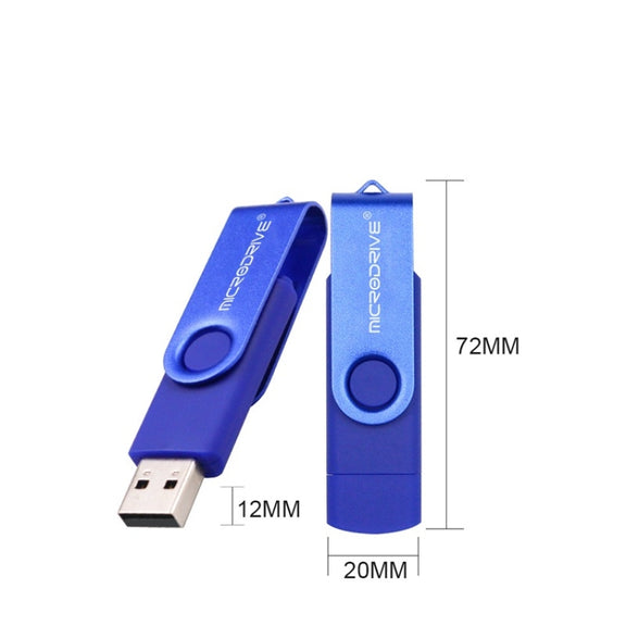 MicroDrive 32GB USB 2.0 Mobile Computer Dual-use Rotating OTG Metal U Disk (Pink)