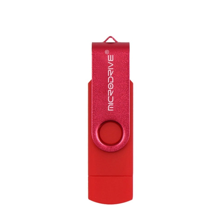 MicroDrive 32GB USB 2.0 Mobile Computer Dual-use Rotating OTG Metal U Disk (Red)