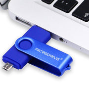 MicroDrive 32GB USB 2.0 Mobile Computer Dual-use Rotating OTG Metal U Disk (White)