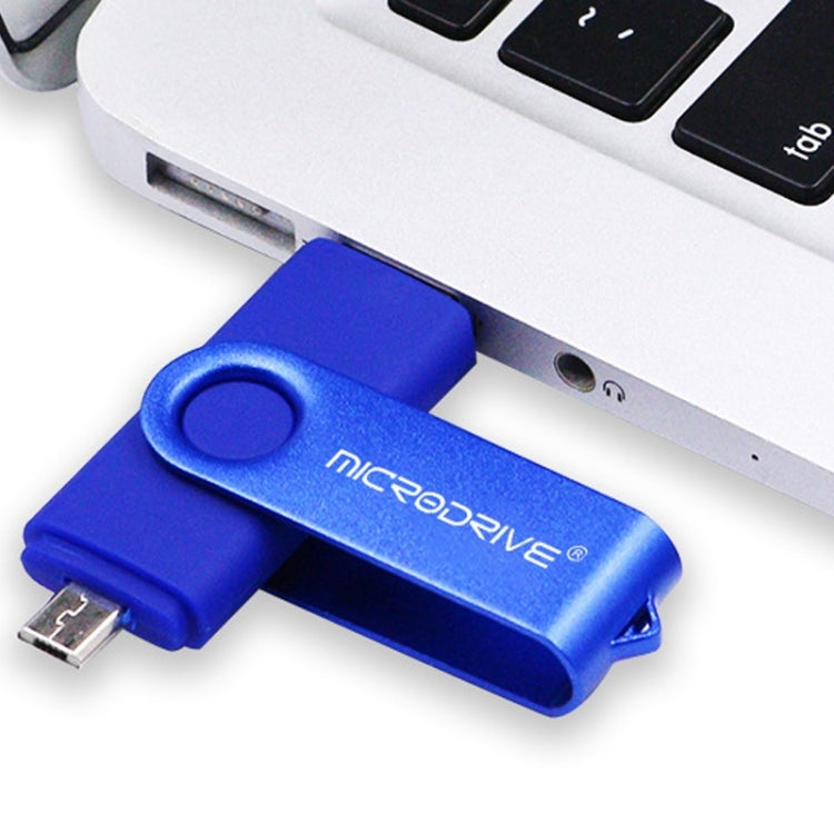 MicroDrive 32GB USB 2.0 Mobile Computer Dual-use Rotating OTG Metal U Disk (White)
